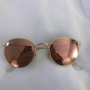 Authentic rose gold Ray-Bans RB 3447 round metal